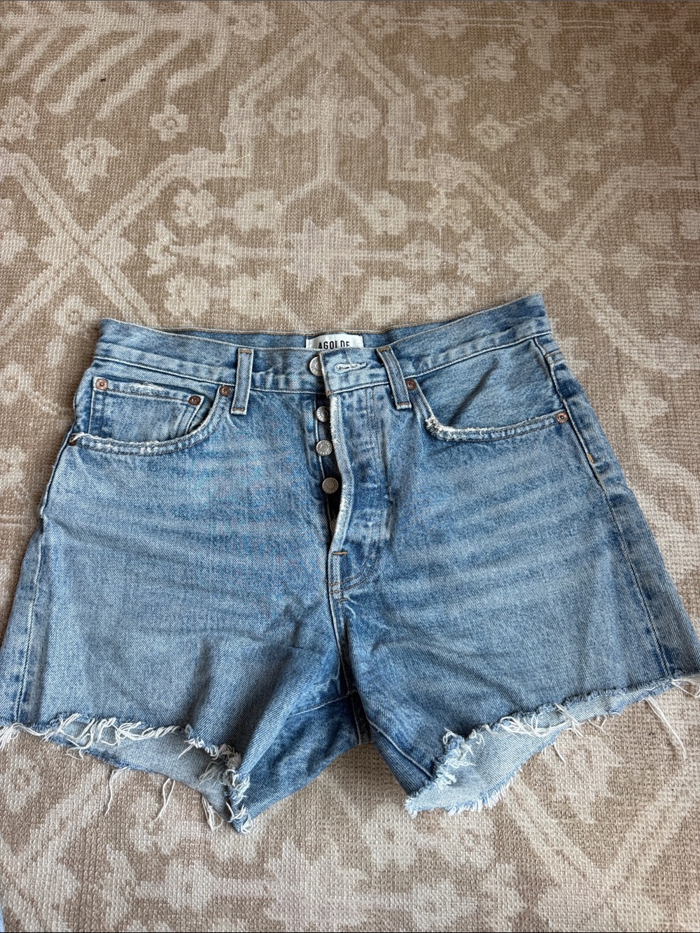 AGOLDE Button-Fly High-Rise Denim Cutoff Shorts
